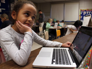 A $350 classroom grant allowed for the purchase of software so Hintgen Elementary second-graders could work at their own pace on math problems.